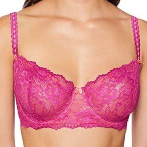 Felina harlow lace overlay unlined demi bra NWT